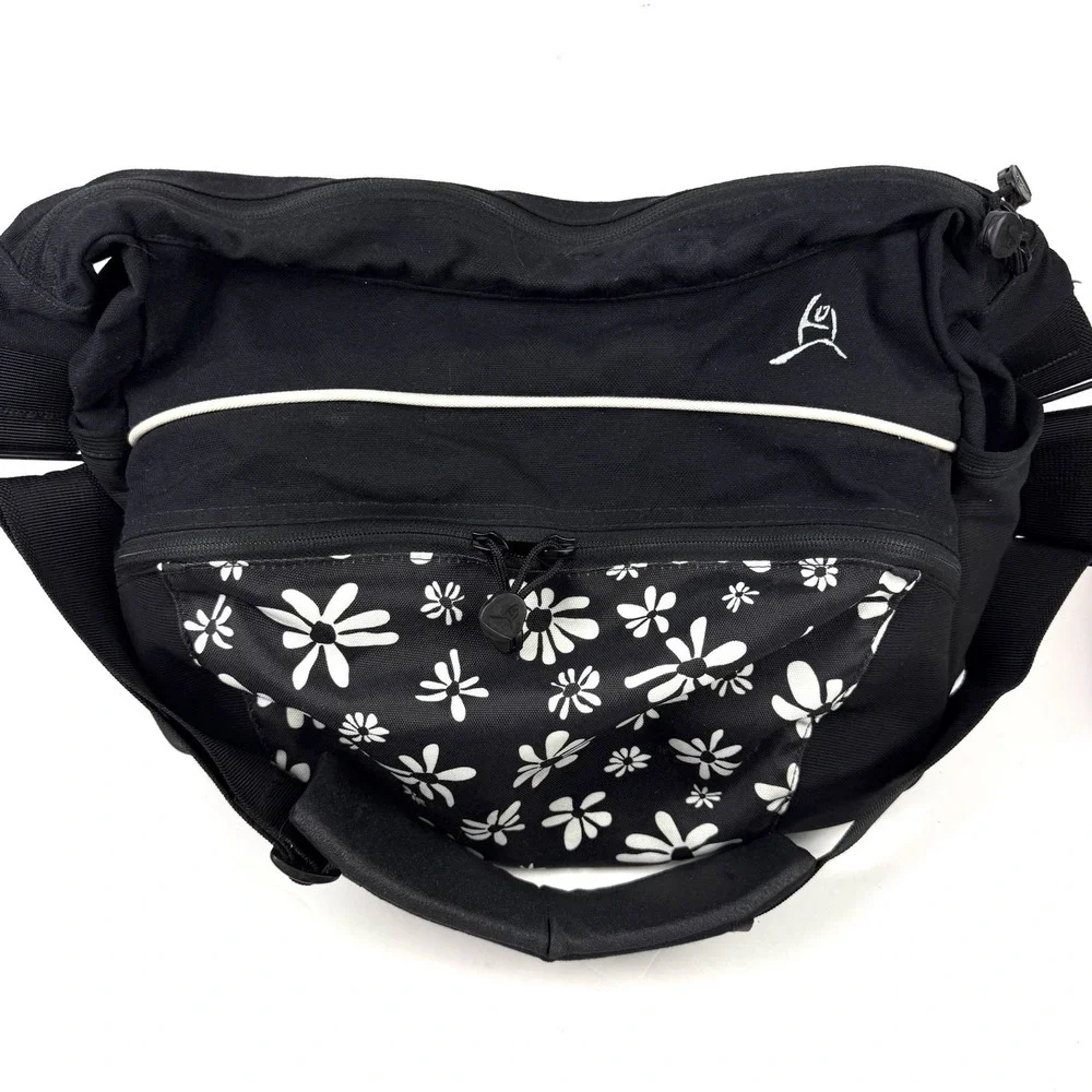 Overland Equipment Messenger Bag Black Floral Canvas Made In Chico USA